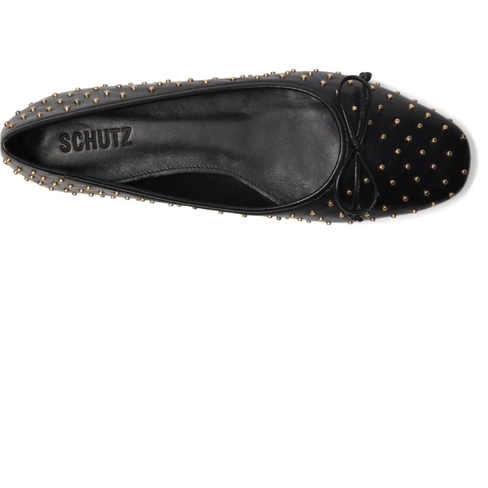 Schutz Black leather Studded Ballet Flats